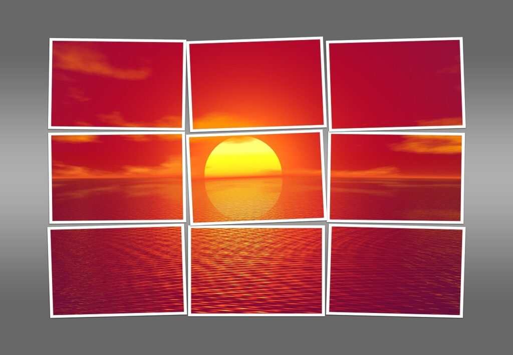 夕日の写真　日の丸構図